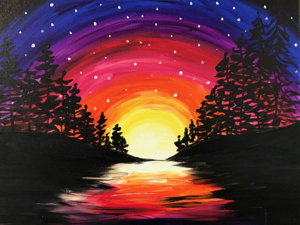 Sunset Trees painting - Burlington Paint and Sip Studio