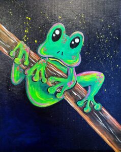 frog, tree, night, splatter