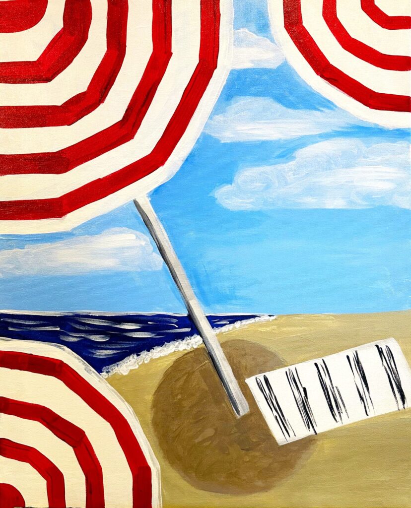 beach, stripe, umbrella, sun, ocean
